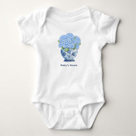 Body Para Bebê Hortênsia Azul Costeira Chinoiserie Nantucket Bebê