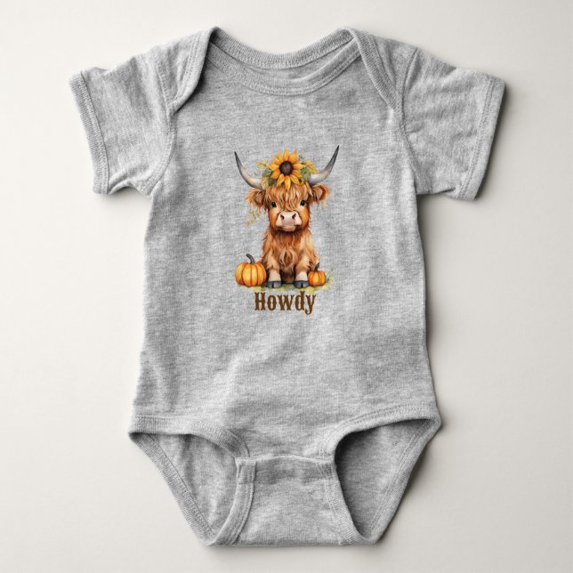Body Para Bebê Howdy Highland Baby Call Pumpkin (Frente)