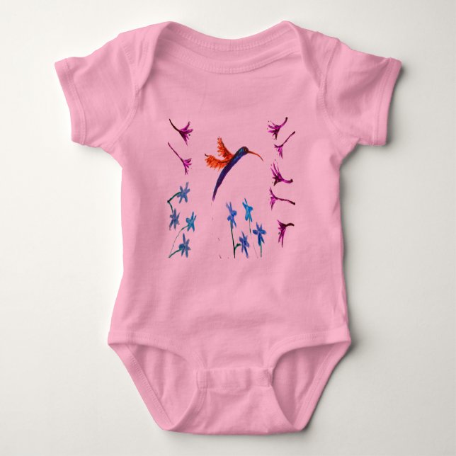 Body Para Bebê Hummingbird Girly Floral (Frente)