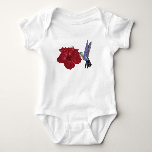 Body Para Bebê Hummingbird Hibiscus Arte Floral (Frente)