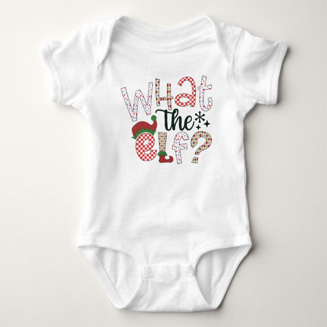 Body Para Bebê Humor de Natal: Que Elfo? (Frente)