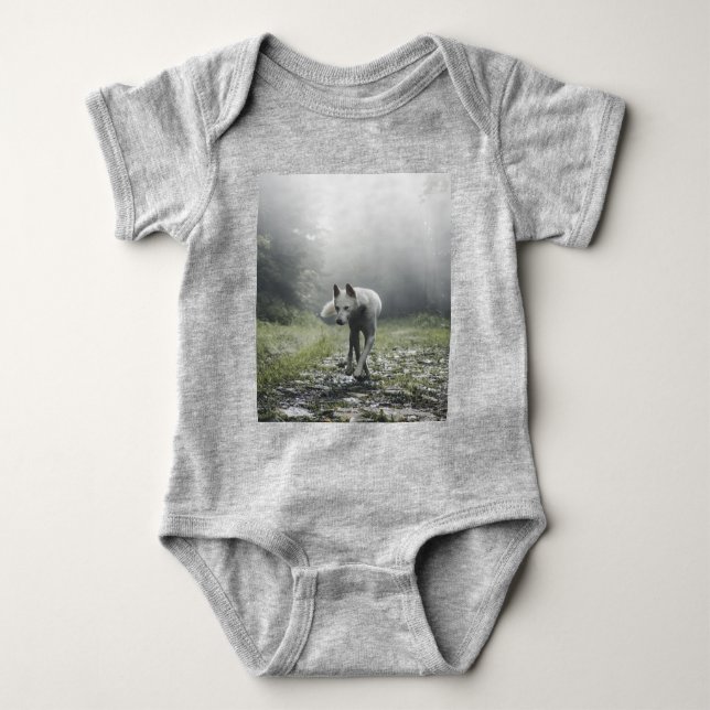 Body Para Bebê Husky Siberiano Branco (Frente)