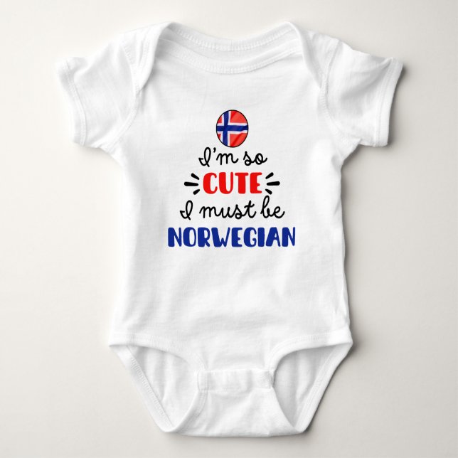 Body Para Bebê I am so cute I must be Norwegian (Frente)