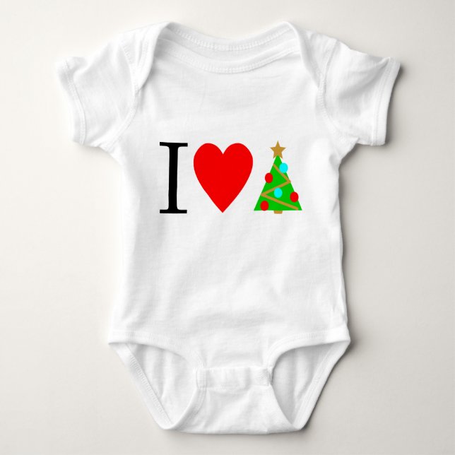 Body Para Bebê I Heart Christmas Tree Baby Suit (Frente)