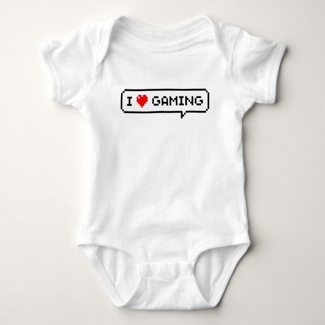 Body Para Bebê I Heart Gaming I Love Gaming Simple Pixel Art (Frente)