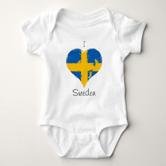 Body Para Bebê I Heart Suecia Swedish Flag (Frente)