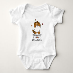 Body Para Bebê I Love Shels (sable 2) Shetland Sheepdog Cute
