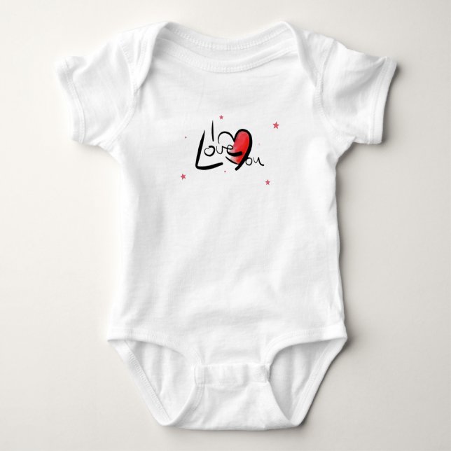 Body Para Bebê I Love You Romantic Heart Art (Frente)
