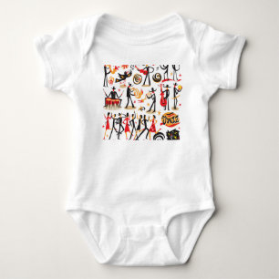 Body Para Bebê Ícones de Jazz: Conjunto Isolado em Fundo Branco