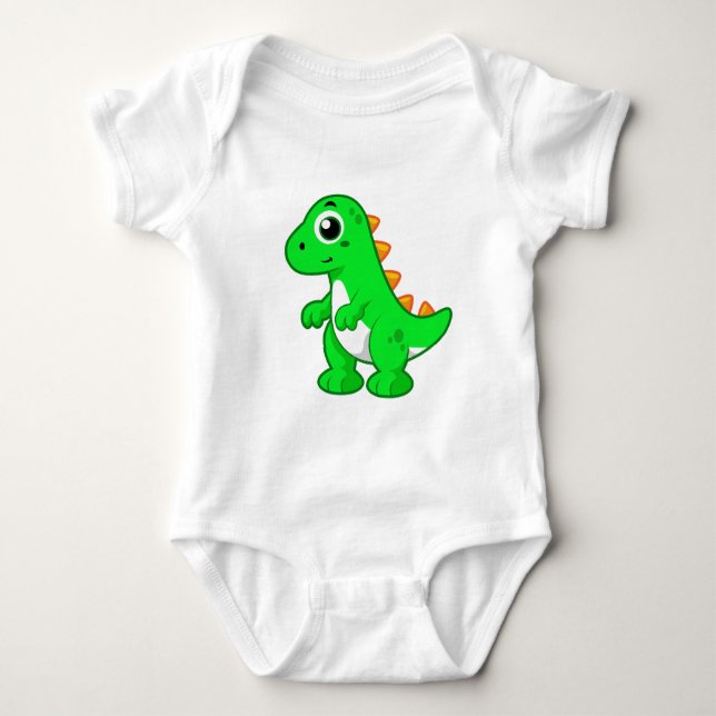 Body Para Bebê Ilustração Bela De Tyrannosaurus Rex. (Frente)