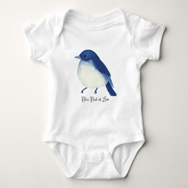 Body Para Bebê Ilustração Blue Bird of Love, Blue Bird of (Frente)