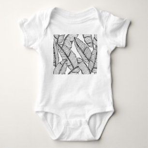 Body Para Bebê Ilustração Branca Preta de Banana Leaf