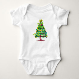Body Para Bebê Ilustração Colorida de Árvore de Natal