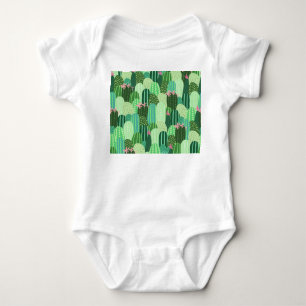 Body Para Bebê Ilustração Colorida De Padrão Sem Olhos De Cactus