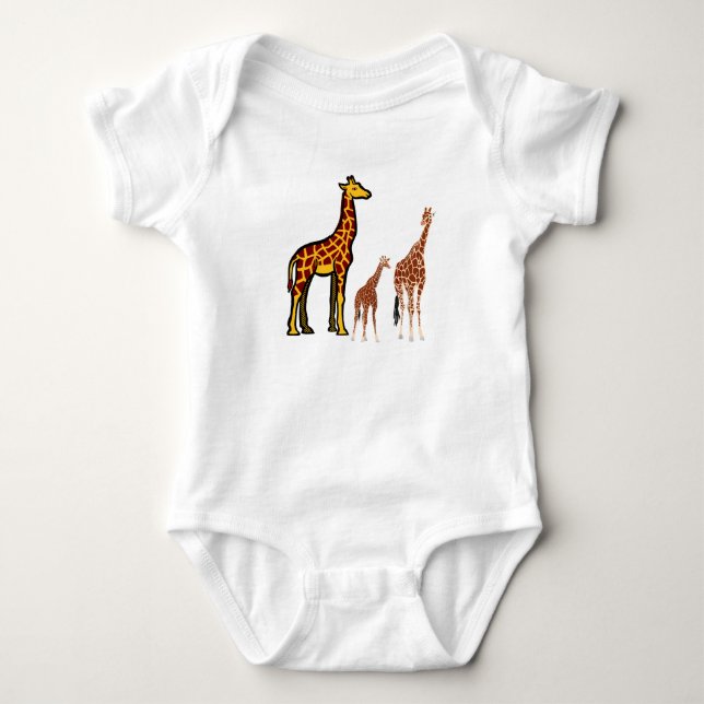 Body Para Bebê Ilustração da Família Giraffe (Frente)