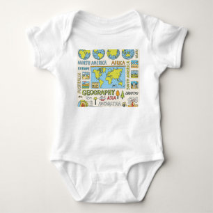 Body Para Bebê Ilustração da Geografia da Vintagem Desenhada à Mã