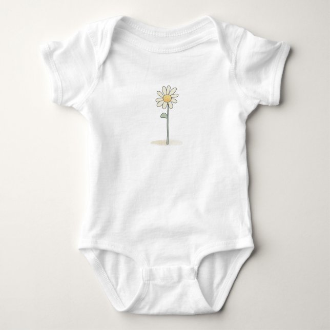 Body Para Bebê Ilustração Daisy Delicada - Flor Simples (Frente)