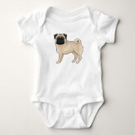 Body Para Bebê Ilustração de cachorro Mops Pug cor de corça adorá