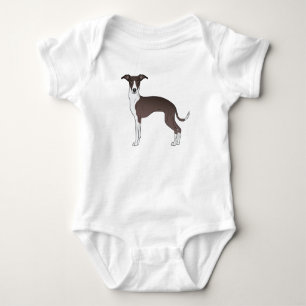 Body Para Bebê Ilustração de cão galgo italiano selo e branco