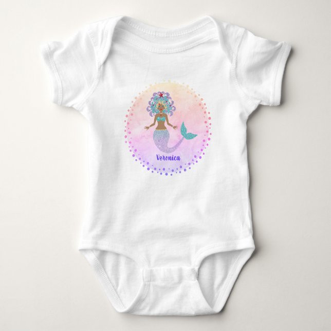 Body Para Bebê Ilustração de Cauda Sparkly da Sereia Reprodutiva (Frente)
