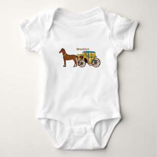 Body Para Bebê Ilustração de cavalo fofo e carruagem real