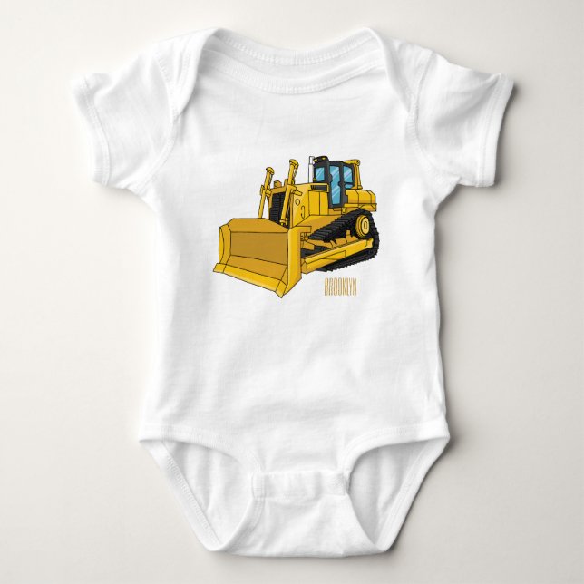 Body Para Bebê Ilustração de desenho animado Bulldozer (Frente)