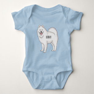 Body Para Bebê Ilustração de desenho animado com cão Samoyed