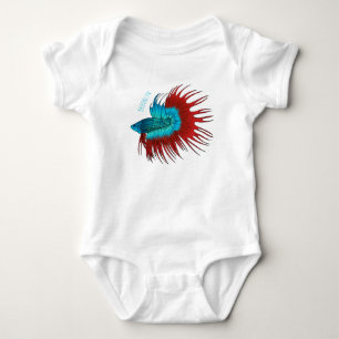 Body Para Bebê Ilustração de desenho animado de betta-rabo-cruzad