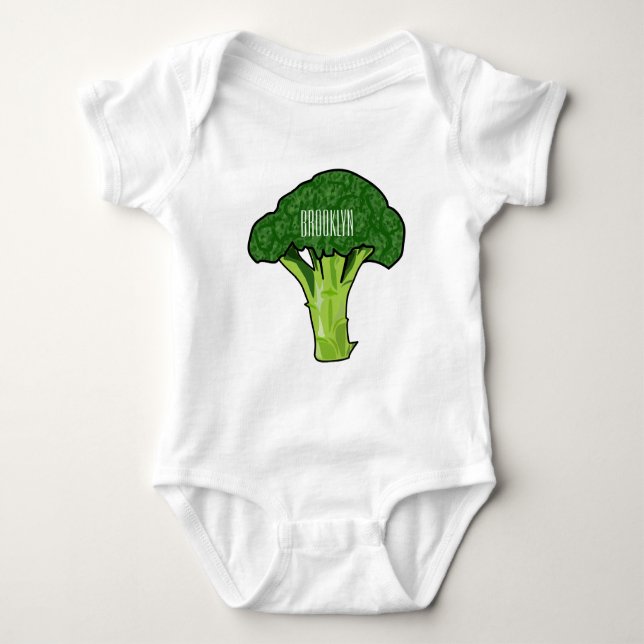 Body Para Bebê Ilustração de desenho animado de brócolis (Frente)