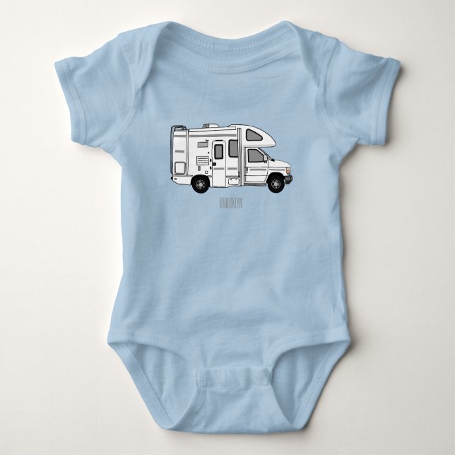 Body Para Bebê Ilustração de desenho animado de Campervan (Frente)
