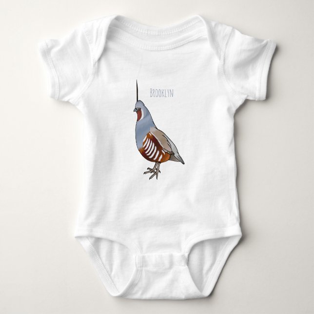 Body Para Bebê Ilustração de desenho animado de codorniz de monta (Frente)