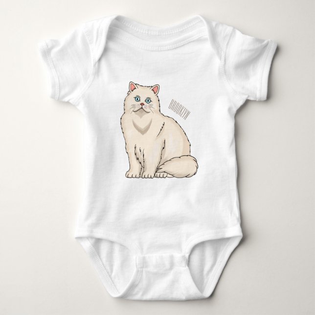 Body Para Bebê Ilustração de desenho animado de gato persa (Frente)