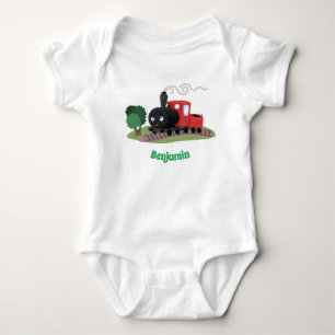 Body Para Bebê Ilustração de desenho animado de locomotiva de com