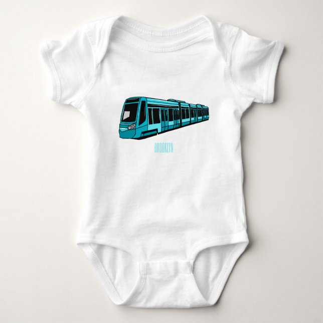 Body Para Bebê Ilustração de desenho animado de locomotiva elétri (Frente)