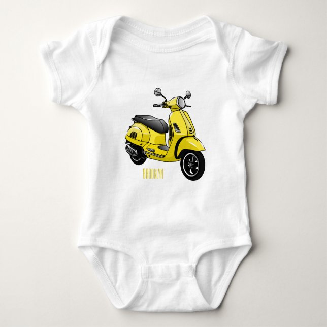 Body Para Bebê Ilustração de desenho animado de motocicleta (Frente)
