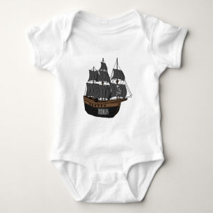 Body Para Bebê Ilustração de desenho animado de navio pirata