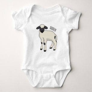 Body Para Bebê Ilustração de desenho animado de ovelha Valais Bla