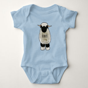 Body Para Bebê Ilustração de desenho animado de ovelha Valais Bla