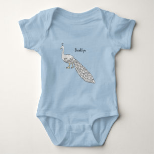 Body Para Bebê Ilustração de desenho animado de pássaro pavão bra