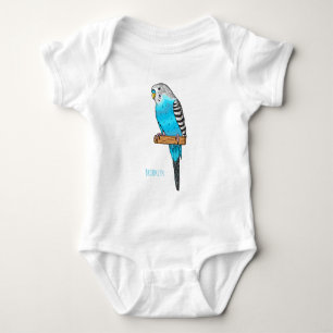 Body Para Bebê Ilustração de desenho animado de pássaros azul