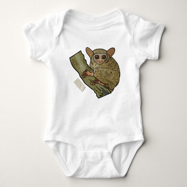 Body Para Bebê Ilustração de desenho animado de Tarsier (Frente)