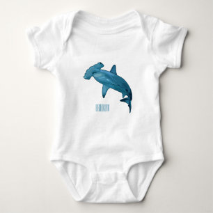 Body Para Bebê Ilustração de desenho animado de tubarão-martelo