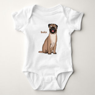 Body Para Bebê Ilustração de desenho animado de um pug feliz e en
