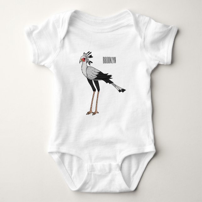 Body Para Bebê Ilustração de desenho animado do Secretário Pássar (Frente)