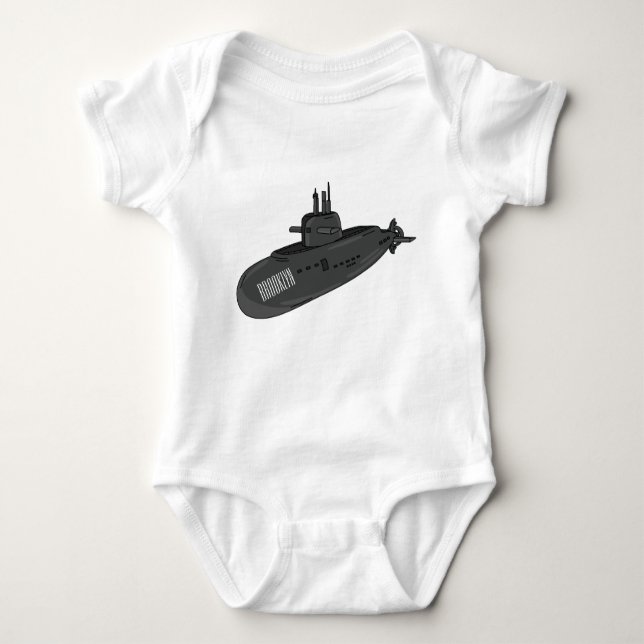 Body Para Bebê Ilustração de desenho animado submarino (Frente)