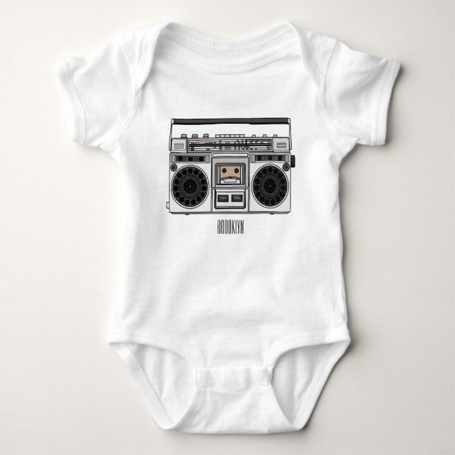 Body Para Bebê Ilustração de desenho de rádio (Frente)