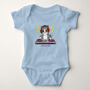 Body Para Bebê Ilustração de DJ Gato Desenho Animado - Amante de