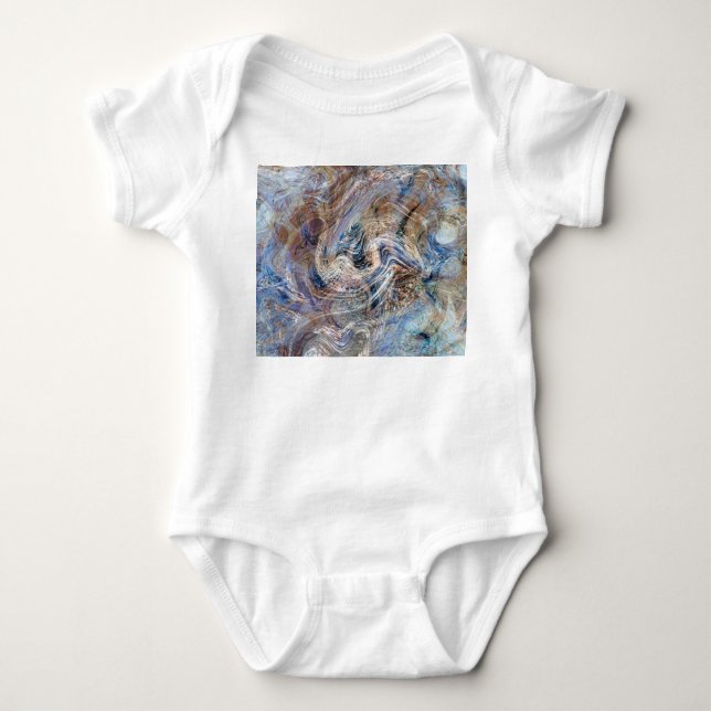 Body Para Bebê Ilustração de Fluxo de Cinza Azul (Frente)