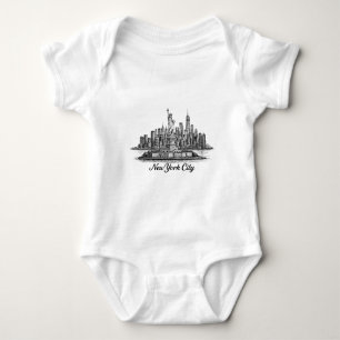 Body Para Bebê Ilustração de Linha do Horizonte de Nova York