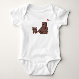 Body Para Bebê Ilustração de Mamãe Urso e Filhote em Bodysuit de 